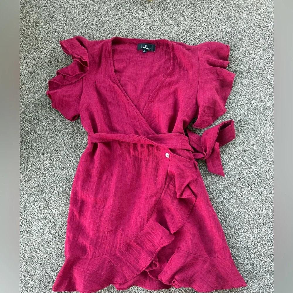Lulu's Red Ruffled Wrap Sundress - Picture 3 of 4